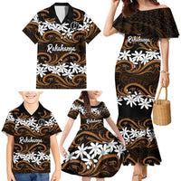 Personalised Cook Islands Rakahanga Family Matching Mermaid Dress and Hawaiian Shirt Tiare Maori Polynesian Waves Tattoo LT14 - Polynesian Pride