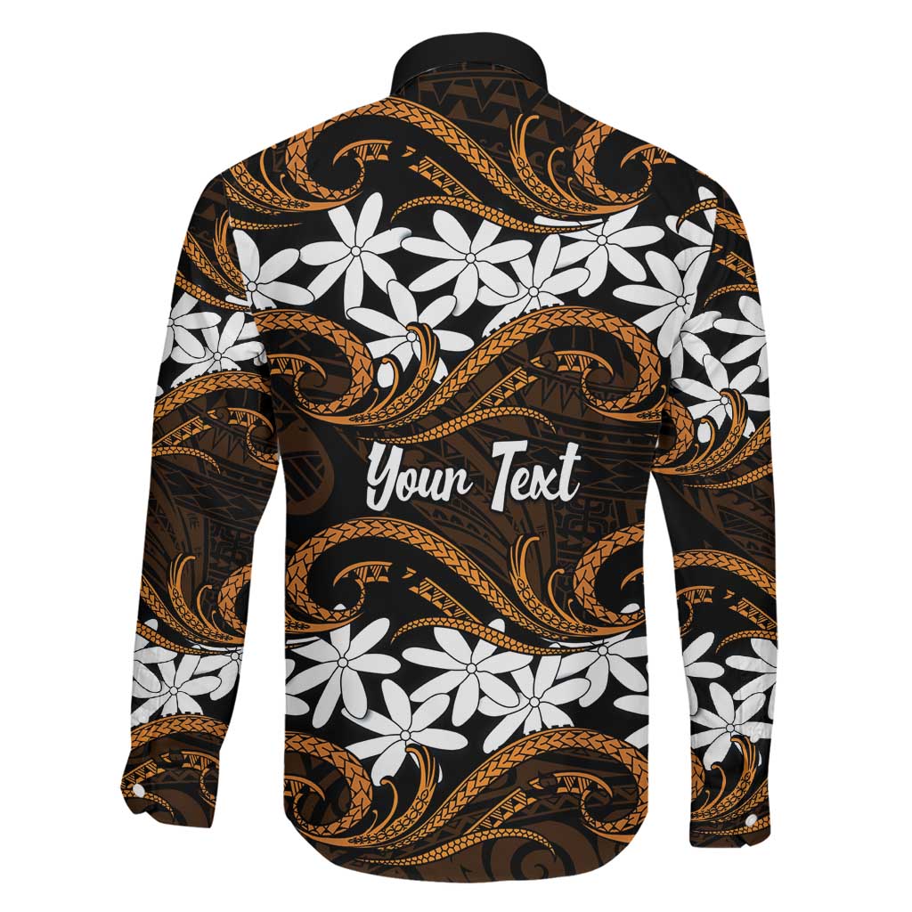 Personalised Cook Islands Rakahanga Family Matching Off Shoulder Short Dress and Hawaiian Shirt Tiare Maori Polynesian Waves Tattoo LT14 - Polynesian Pride