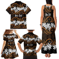 Personalised Cook Islands Rakahanga Family Matching Tank Maxi Dress and Hawaiian Shirt Tiare Maori Polynesian Waves Tattoo LT14 - Polynesian Pride