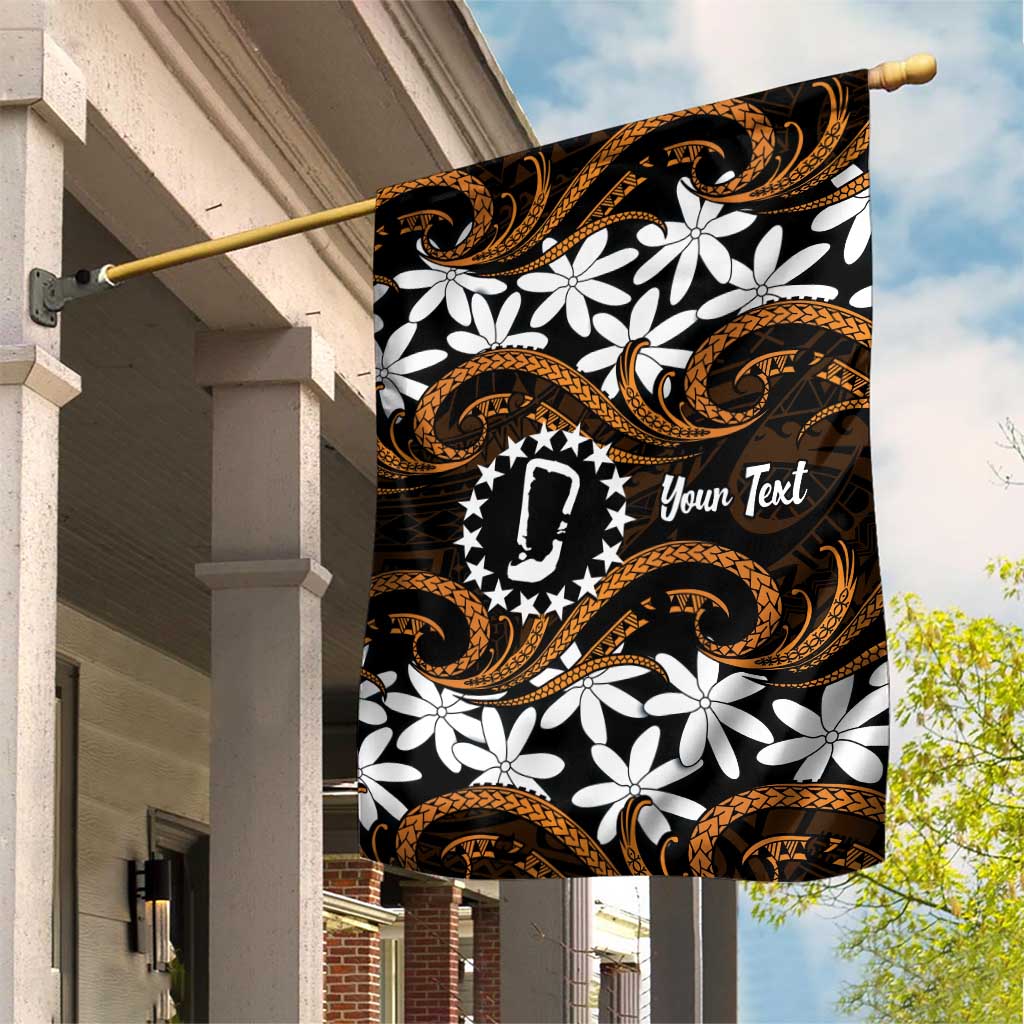 Personalised Cook Islands Rakahanga Garden Flag Tiare Maori Polynesian Waves Tattoo