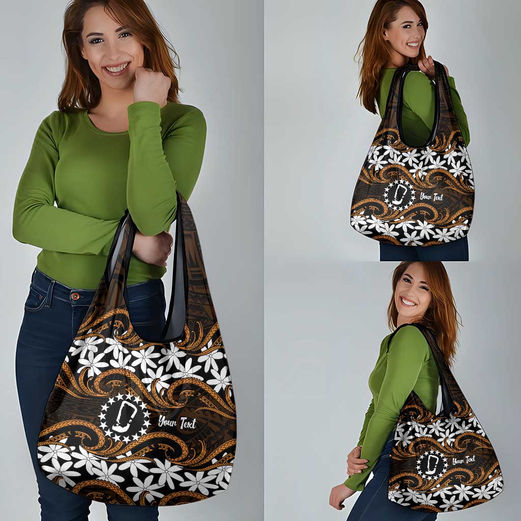 Personalised Cook Islands Rakahanga Grocery Bag Tiare Maori Polynesian Waves Tattoo