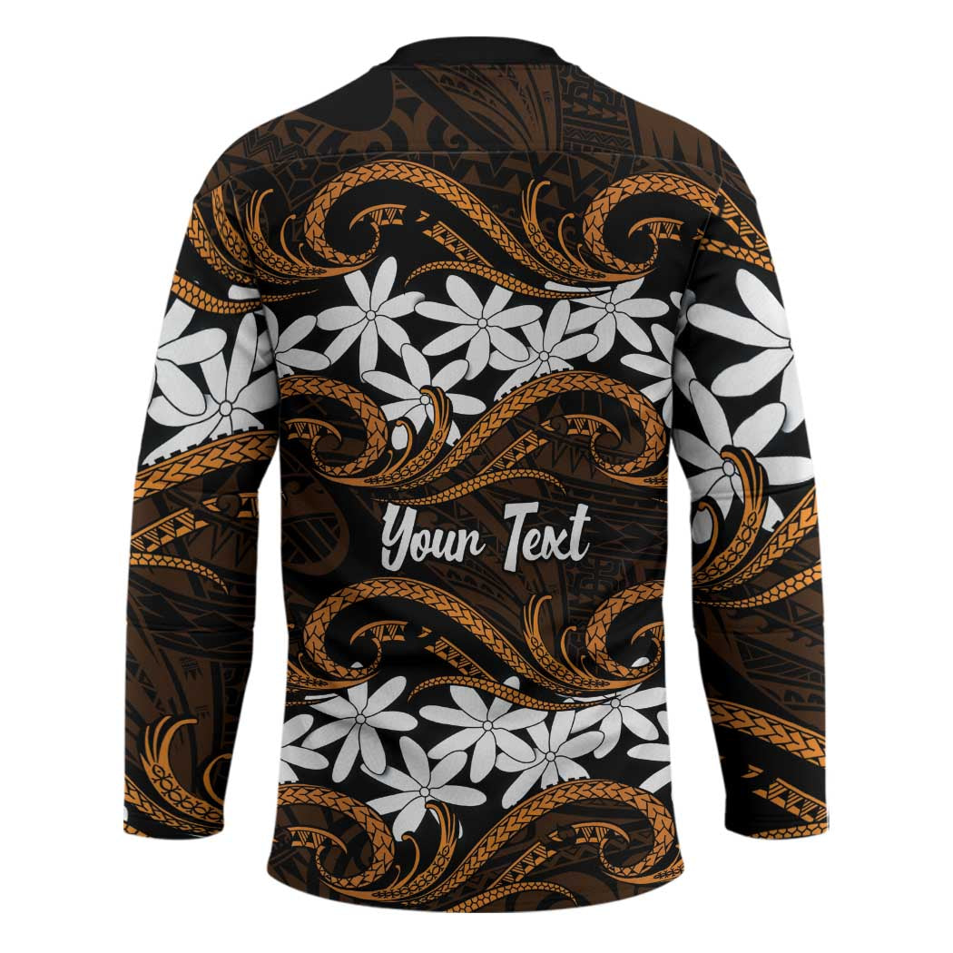 Personalised Cook Islands Rakahanga Hockey Jersey Tiare Maori Polynesian Waves Tattoo LT14 - Polynesian Pride
