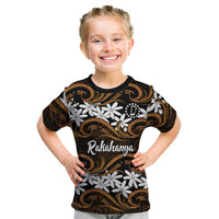 Personalised Cook Islands Rakahanga Kid T Shirt Tiare Maori Polynesian Waves Tattoo