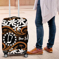 Personalised Cook Islands Rakahanga Luggage Cover Tiare Maori Polynesian Waves Tattoo LT14 Orange - Polynesian Pride