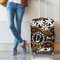 Personalised Cook Islands Rakahanga Luggage Cover Tiare Maori Polynesian Waves Tattoo LT14 - Polynesian Pride