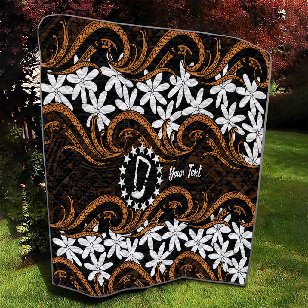Personalised Cook Islands Rakahanga Quilt Tiare Maori Polynesian Waves Tattoo