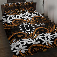 Personalised Cook Islands Rakahanga Quilt Bed Set Tiare Maori Polynesian Waves Tattoo LT14 Orange - Polynesian Pride