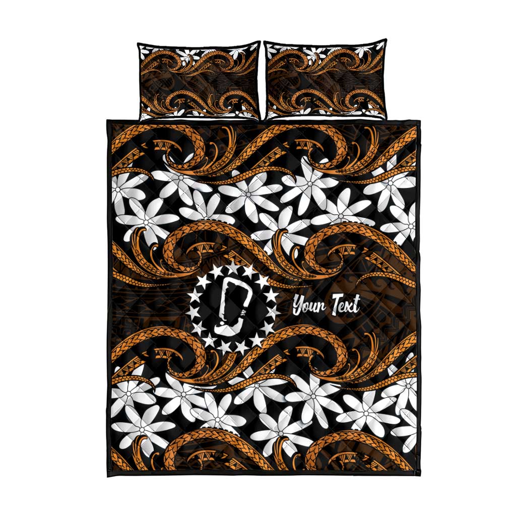 Personalised Cook Islands Rakahanga Quilt Bed Set Tiare Maori Polynesian Waves Tattoo LT14 - Polynesian Pride