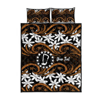 Personalised Cook Islands Rakahanga Quilt Bed Set Tiare Maori Polynesian Waves Tattoo LT14 - Polynesian Pride