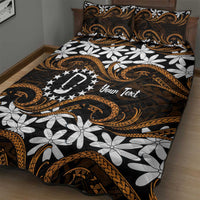 Personalised Cook Islands Rakahanga Quilt Bed Set Tiare Maori Polynesian Waves Tattoo LT14 - Polynesian Pride