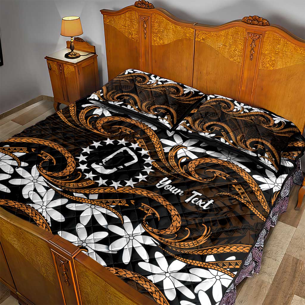 Personalised Cook Islands Rakahanga Quilt Bed Set Tiare Maori Polynesian Waves Tattoo LT14 - Polynesian Pride