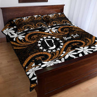 Personalised Cook Islands Rakahanga Quilt Bed Set Tiare Maori Polynesian Waves Tattoo LT14 - Polynesian Pride