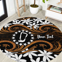 Personalised Cook Islands Rakahanga Round Carpet Tiare Maori Polynesian Waves Tattoo