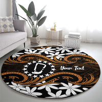 Personalised Cook Islands Rakahanga Round Carpet Tiare Maori Polynesian Waves Tattoo