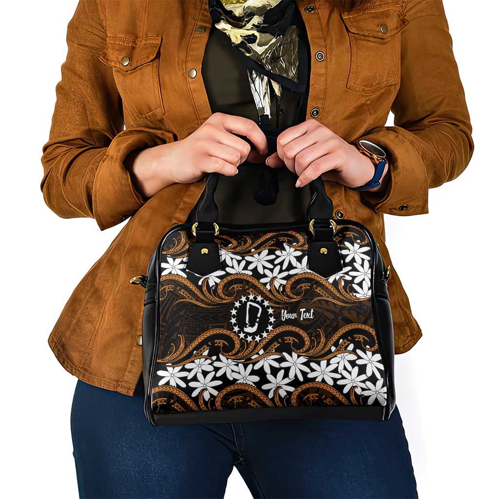 Personalised Cook Islands Rakahanga Shoulder Handbag Tiare Maori Polynesian Waves Tattoo