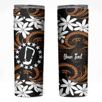Personalised Cook Islands Rakahanga Skinny Tumbler Tiare Maori Polynesian Waves Tattoo LT14 Orange - Polynesian Pride