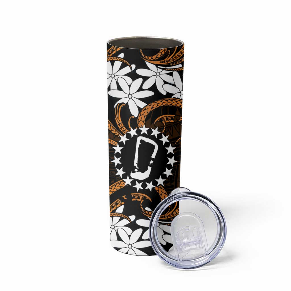 Personalised Cook Islands Rakahanga Skinny Tumbler Tiare Maori Polynesian Waves Tattoo LT14 - Polynesian Pride