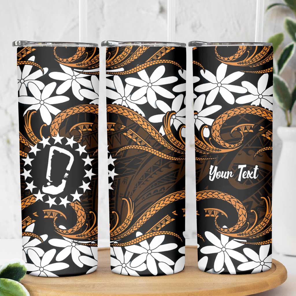 Personalised Cook Islands Rakahanga Skinny Tumbler Tiare Maori Polynesian Waves Tattoo LT14 - Polynesian Pride