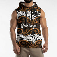Personalised Cook Islands Rakahanga Sleeveless Hoodie Tiare Maori Polynesian Waves Tattoo LT14 - Polynesian Pride