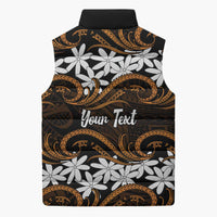 Personalised Cook Islands Rakahanga Sleeveless Puffer Jacket Tiare Maori Polynesian Waves Tattoo