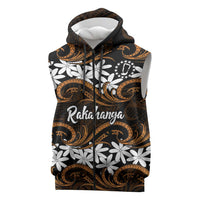 Personalised Cook Islands Rakahanga Sleeveless Zip Hoodie Tiare Maori Polynesian Waves Tattoo LT14 Orange - Polynesian Pride