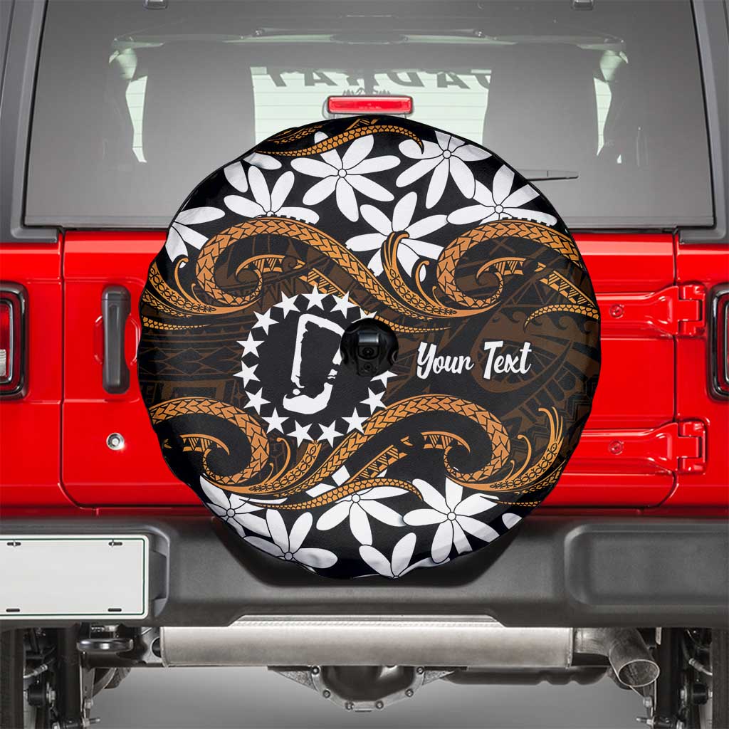 Personalised Cook Islands Rakahanga Spare Tire Cover Tiare Maori Polynesian Waves Tattoo LT14 - Polynesian Pride