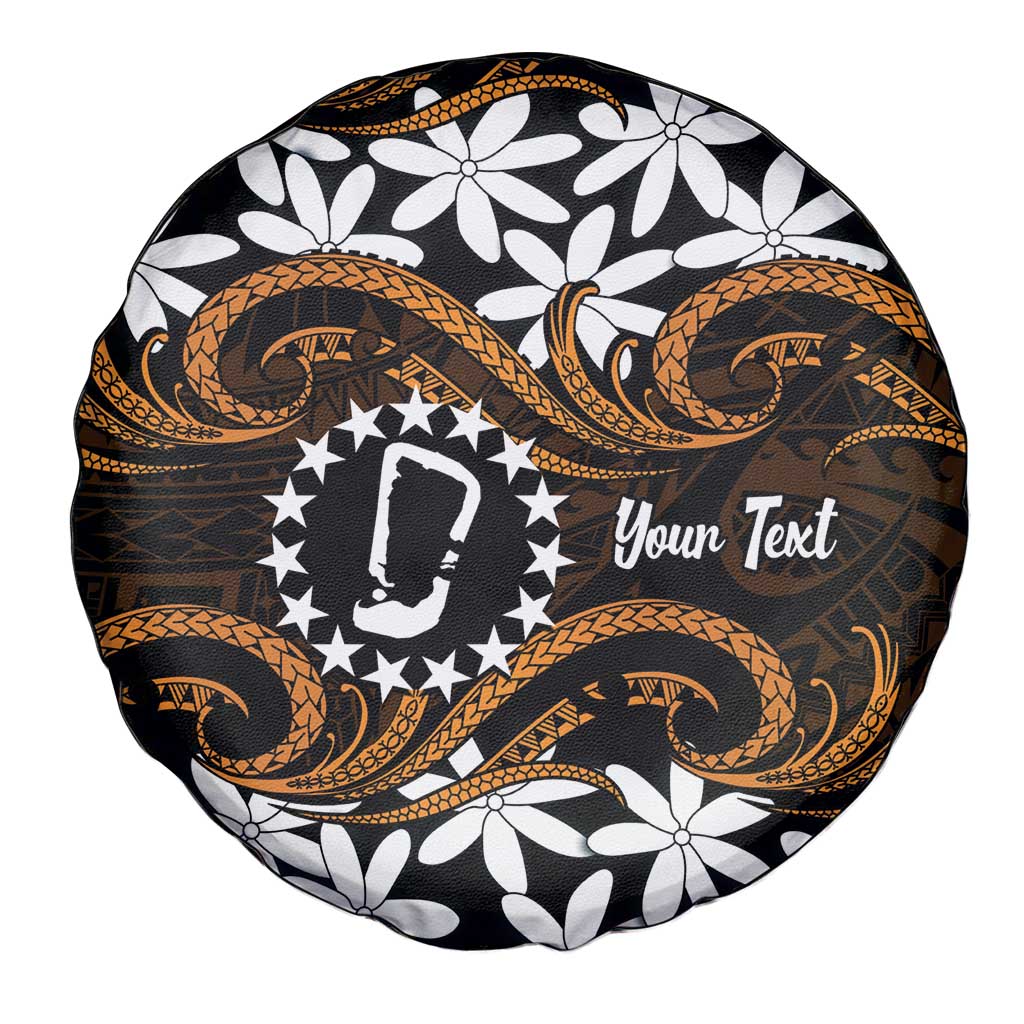 Personalised Cook Islands Rakahanga Spare Tire Cover Tiare Maori Polynesian Waves Tattoo LT14 - Polynesian Pride