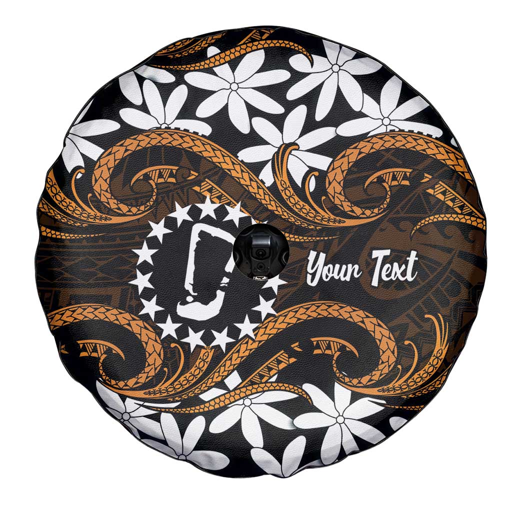 Personalised Cook Islands Rakahanga Spare Tire Cover Tiare Maori Polynesian Waves Tattoo LT14 - Polynesian Pride