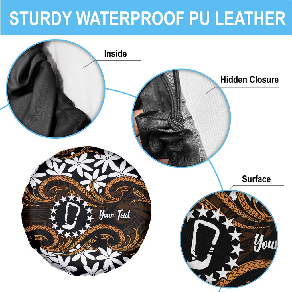 Personalised Cook Islands Rakahanga Spare Tire Cover Tiare Maori Polynesian Waves Tattoo LT14 - Polynesian Pride