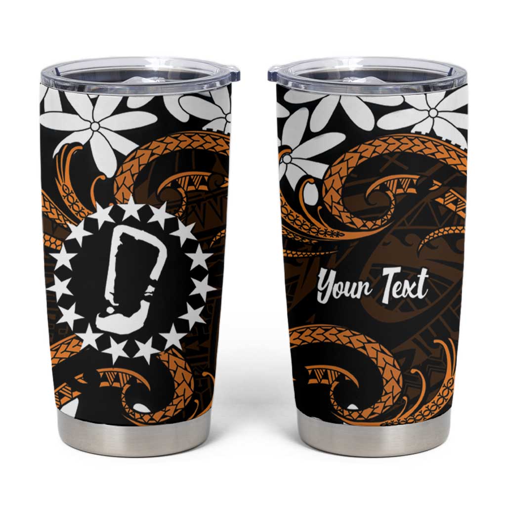 Personalised Cook Islands Rakahanga Tumbler Cup Tiare Maori Polynesian Waves Tattoo