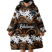 Personalised Cook Islands Rakahanga Wearable Blanket Hoodie Tiare Maori Polynesian Waves Tattoo LT14 - Polynesian Pride