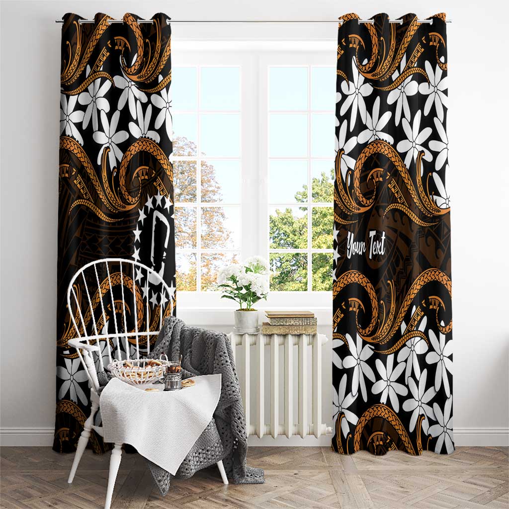 Personalised Cook Islands Rakahanga Window Curtain Tiare Maori Polynesian Waves Tattoo