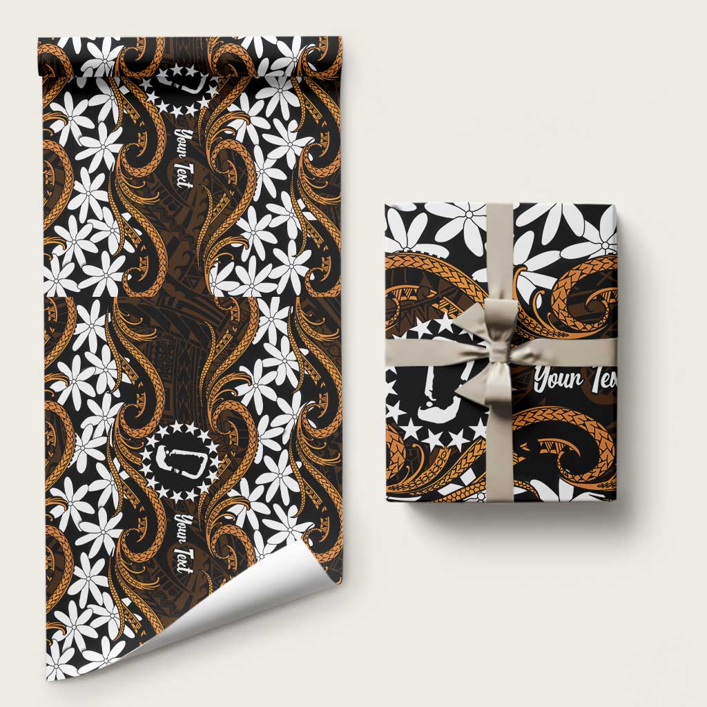 Personalised Cook Islands Rakahanga Wrapping Paper Tiare Maori Polynesian Waves Tattoo LT14 58" × 23" Orange - Polynesian Pride