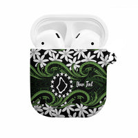 Personalised Cook Islands Palmerston AirPods Case Tiare Maori Polynesian Waves Tattoo LT14 Green - Polynesian Pride