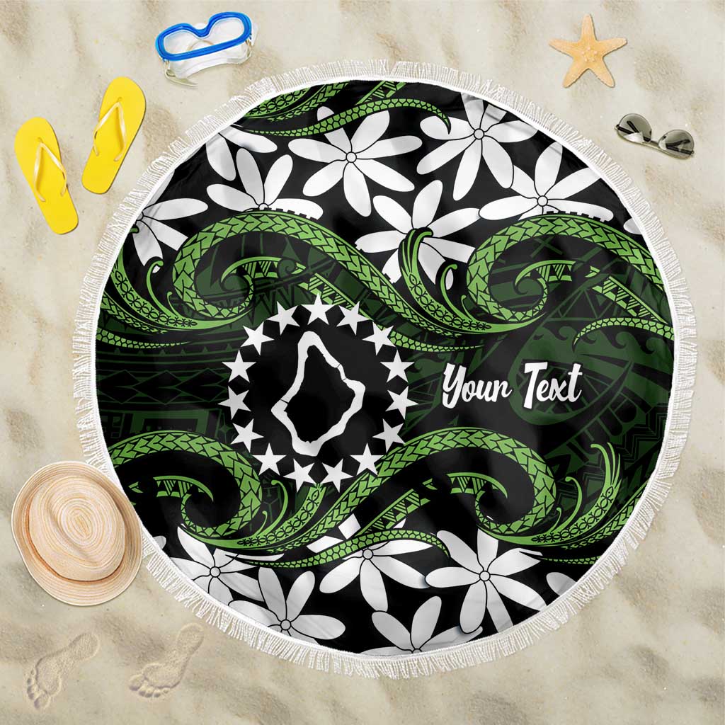 Personalised Cook Islands Palmerston Beach Blanket Tiare Maori Polynesian Waves Tattoo