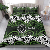 Personalised Cook Islands Palmerston Bedding Set Tiare Maori Polynesian Waves Tattoo