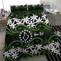 Personalised Cook Islands Palmerston Bedding Set Tiare Maori Polynesian Waves Tattoo