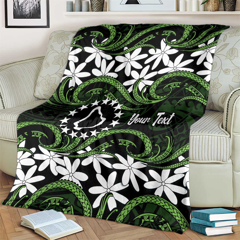 Personalised Cook Islands Palmerston Blanket Tiare Maori Polynesian Waves Tattoo