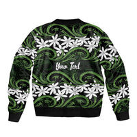 Personalised Cook Islands Palmerston Bomber Jacket Tiare Maori Polynesian Waves Tattoo