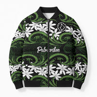 Personalised Cook Islands Palmerston Bomber Puffer Jacket Tiare Maori Polynesian Waves Tattoo