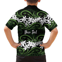 Personalised Cook Islands Palmerston Family Matching Long Sleeve Bodycon Dress and Hawaiian Shirt Tiare Maori Polynesian Waves Tattoo LT14 - Polynesian Pride