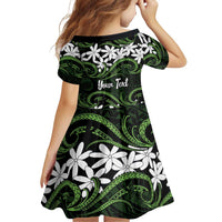 Personalised Cook Islands Palmerston Family Matching Off The Shoulder Long Sleeve Dress and Hawaiian Shirt Tiare Maori Polynesian Waves Tattoo LT14 - Polynesian Pride