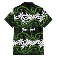 Personalised Cook Islands Palmerston Family Matching Off The Shoulder Long Sleeve Dress and Hawaiian Shirt Tiare Maori Polynesian Waves Tattoo LT14 - Polynesian Pride