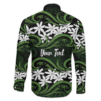 Personalised Cook Islands Palmerston Family Matching Off The Shoulder Long Sleeve Dress and Hawaiian Shirt Tiare Maori Polynesian Waves Tattoo LT14 - Polynesian Pride