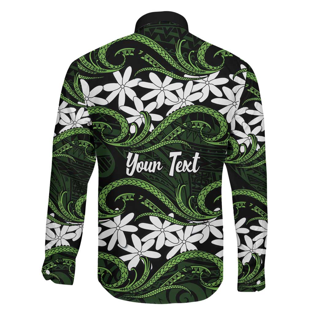 Personalised Cook Islands Palmerston Family Matching Off Shoulder Short Dress and Hawaiian Shirt Tiare Maori Polynesian Waves Tattoo LT14 - Polynesian Pride
