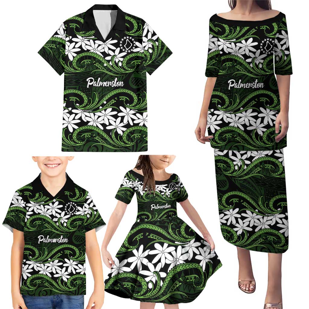 Personalised Cook Islands Palmerston Family Matching Puletasi and Hawaiian Shirt Tiare Maori Polynesian Waves Tattoo LT14 - Polynesian Pride