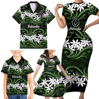 Personalised Cook Islands Palmerston Family Matching Short Sleeve Bodycon Dress and Hawaiian Shirt Tiare Maori Polynesian Waves Tattoo LT14 - Polynesian Pride