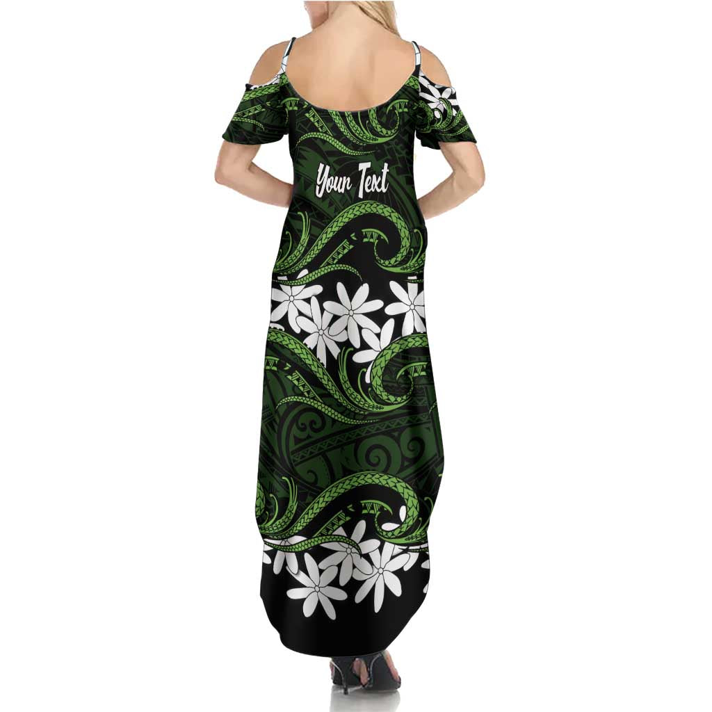 Personalised Cook Islands Palmerston Family Matching Summer Maxi Dress and Hawaiian Shirt Tiare Maori Polynesian Waves Tattoo LT14 - Polynesian Pride