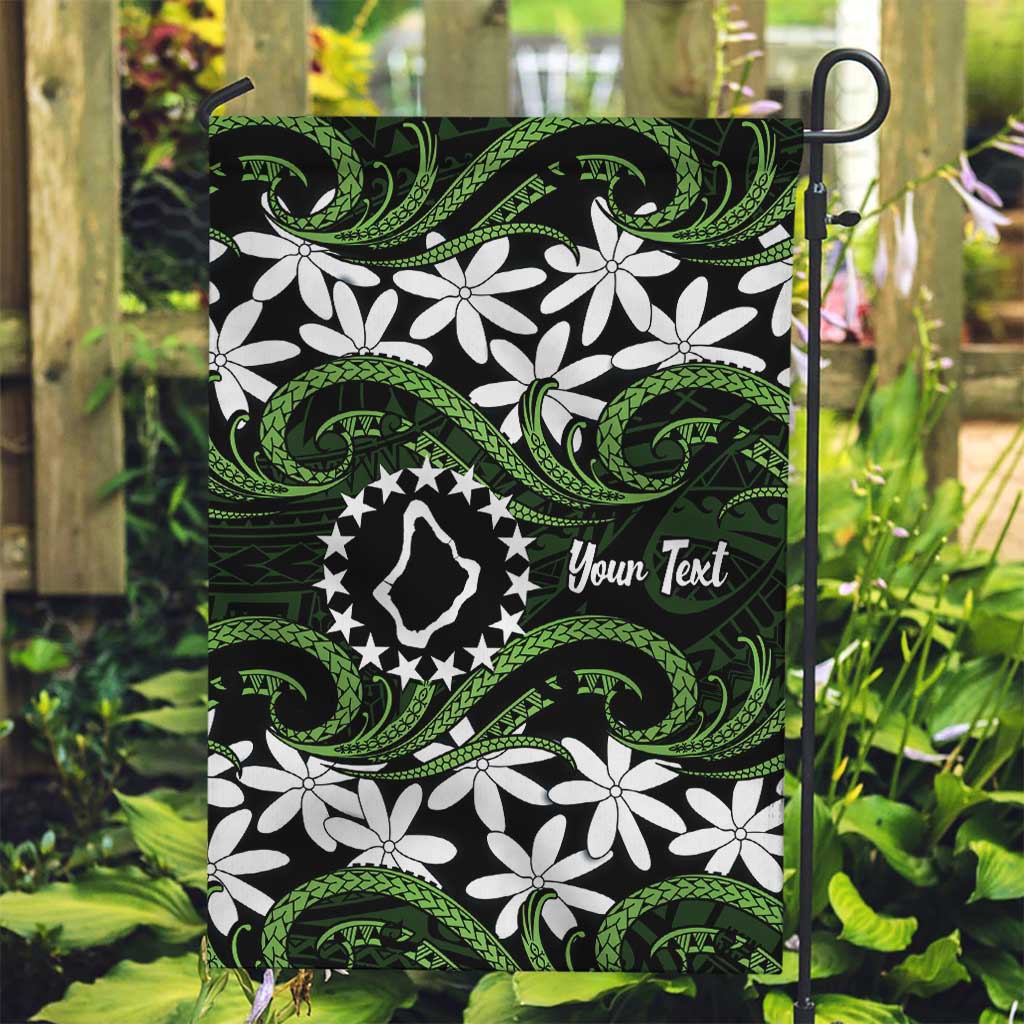 Personalised Cook Islands Palmerston Garden Flag Tiare Maori Polynesian Waves Tattoo