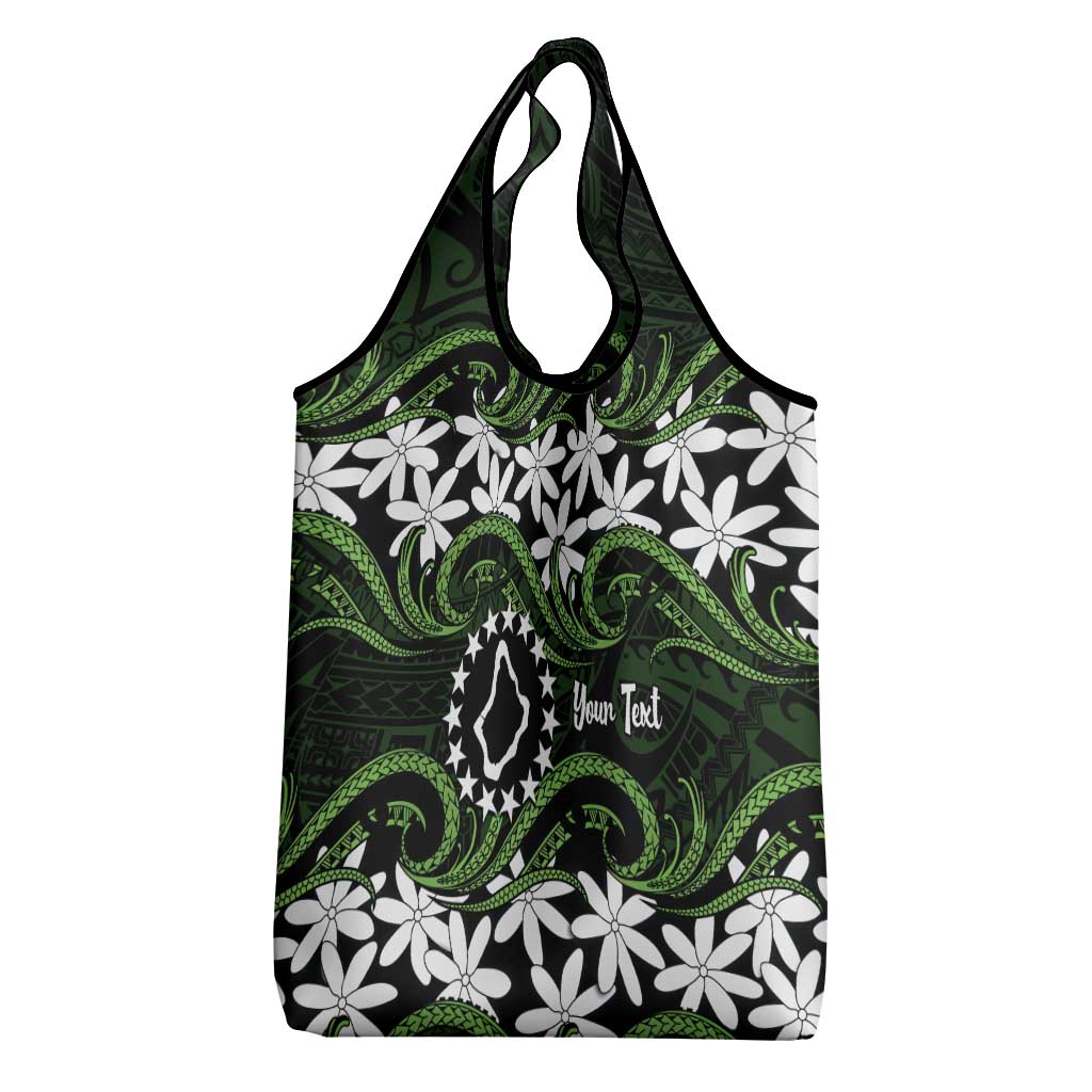 Personalised Cook Islands Palmerston Grocery Bag Tiare Maori Polynesian Waves Tattoo LT14 - Polynesian Pride